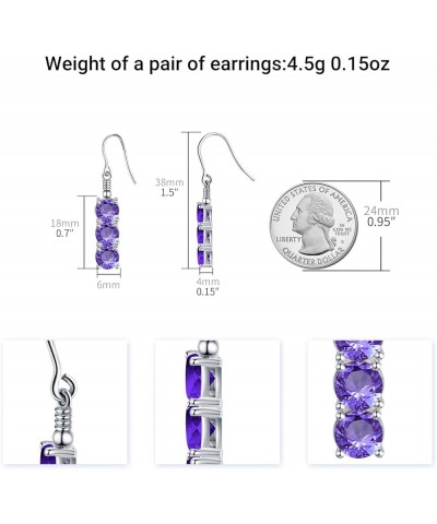 5.5ctw Created Gemstone Dangle Earrings Three Stone Drop Earrings Birthstone Earrings for Women Girls Feb $7.94 Others