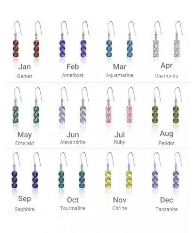 5.5ctw Created Gemstone Dangle Earrings Three Stone Drop Earrings Birthstone Earrings for Women Girls Feb $7.94 Others