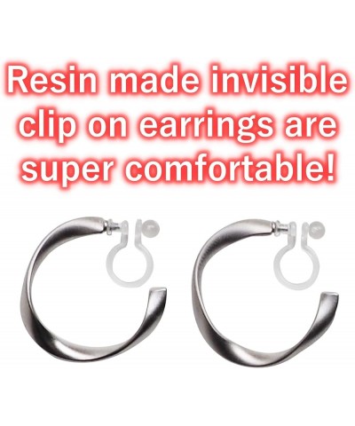 Comfortable Large Gold Invisible Clip On Hoop Earrings For Women, Silver Non Pierced Hoops Clip On Earrings Rose Gold MiyabiG...