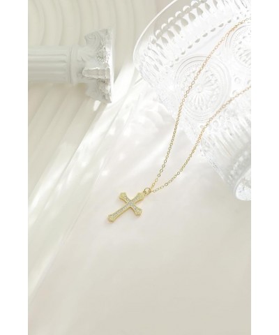 Gold Cross Necklace for Women,Dainty Gold Necklace 18 K Gold Plated Tiny Cross Pendant Cross Chain Necklace Sterling Silver C...