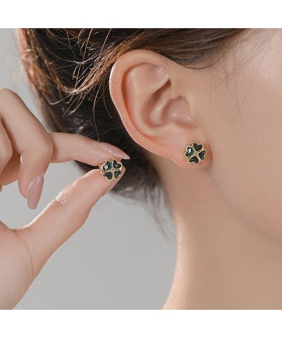 Stud Earrings for Women Setting Green Zircon Gold Earrings for Girls with 925 Silver Needle Heart Shape Earrings Studs $9.84 ...