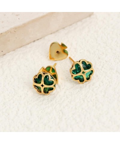 Stud Earrings for Women Setting Green Zircon Gold Earrings for Girls with 925 Silver Needle Heart Shape Earrings Studs $9.84 ...