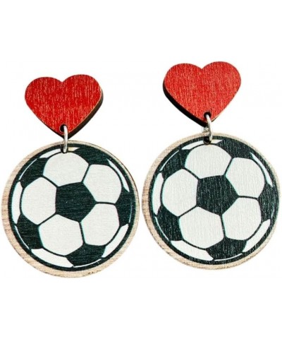 Wooden Love Heart MOM Earrings Sport Ball Baseball Basketball Volleyball Football Earrings Lightweight Stud Earrings Mother's...