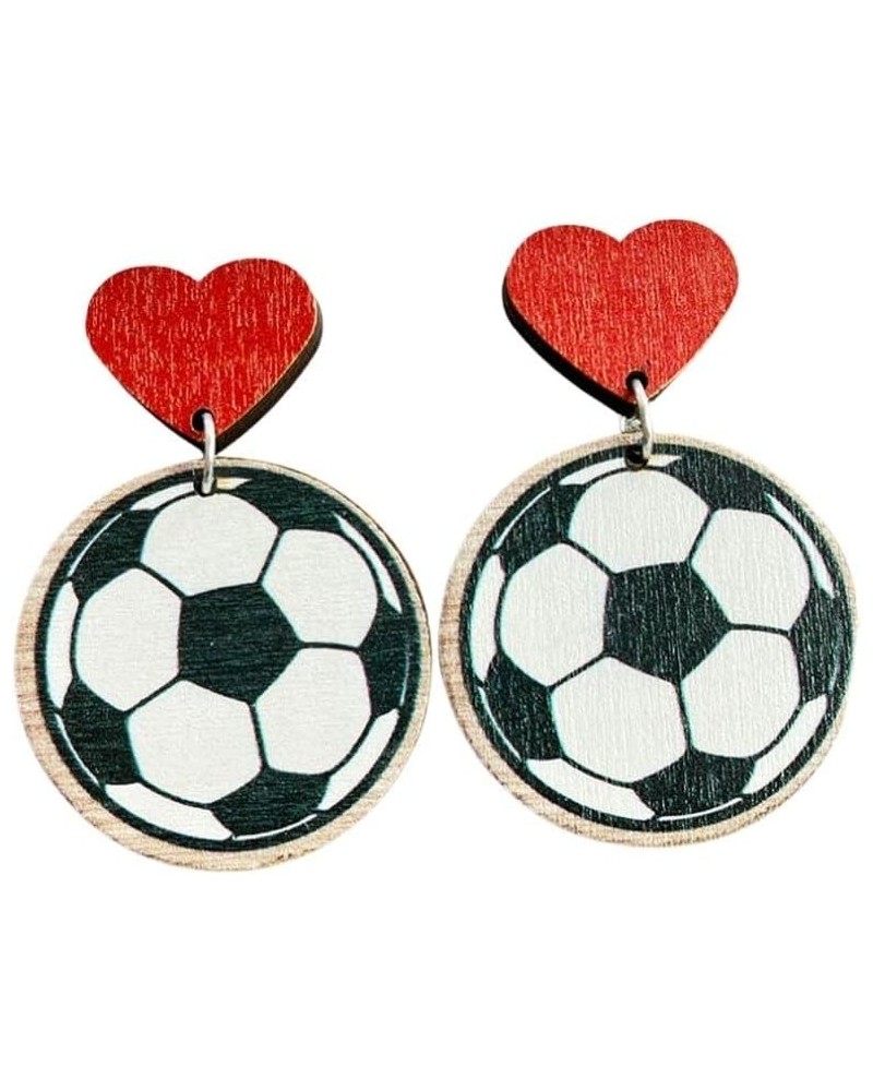 Wooden Love Heart MOM Earrings Sport Ball Baseball Basketball Volleyball Football Earrings Lightweight Stud Earrings Mother's...