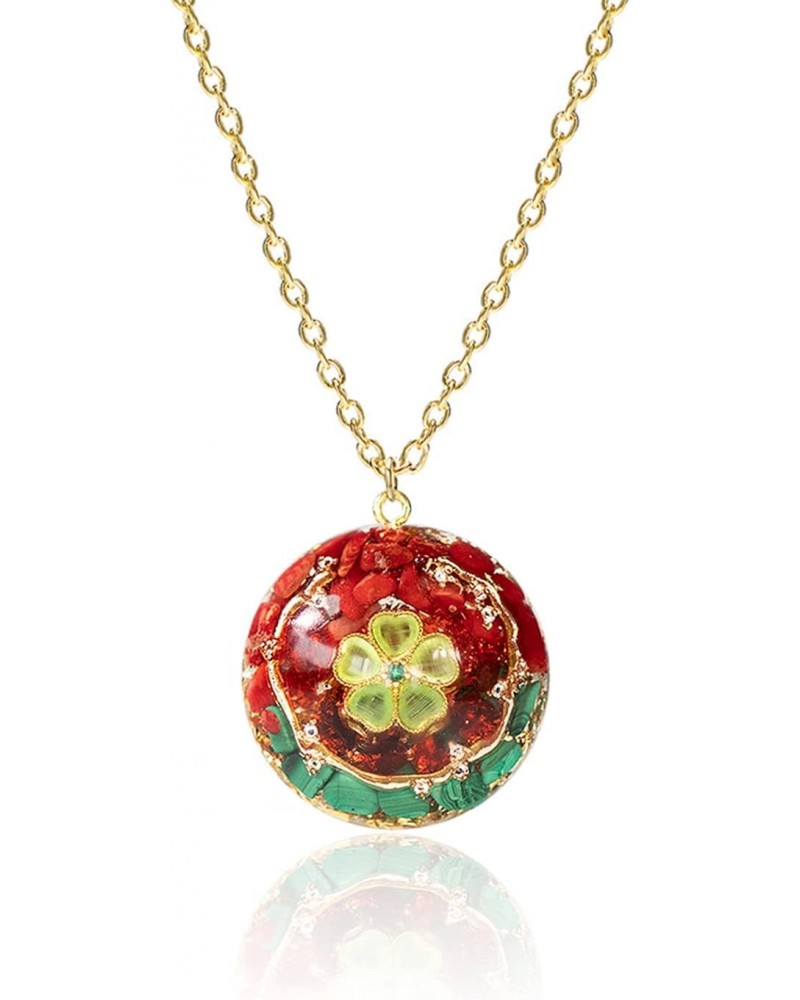 Fashion Energy Stone Pendant Choker Necklace With Red Coral And Malachite For Women – Perfect Summer Jewelry $14.88 Necklaces