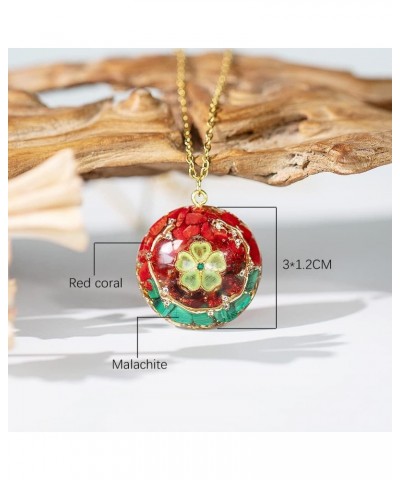 Fashion Energy Stone Pendant Choker Necklace With Red Coral And Malachite For Women – Perfect Summer Jewelry $14.88 Necklaces