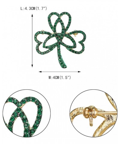 Women's Austrian Crystal Elegant Flower Leaf Bridal Corsage Brooch Pin Green Gold-Tone_Clover $10.19 Brooches & Pins