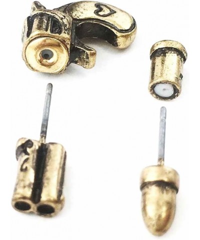 Dual Pistol Bullet Pair Studded Earrings Gold $14.44 Earrings