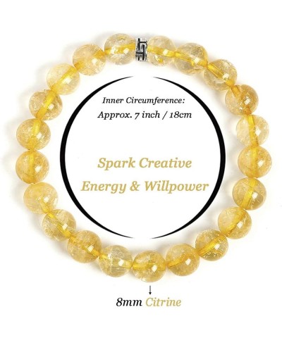 Natural Healing Gemstone Bracelet, 8mm Semi Precious Stone Bracelet for Men Women, Stress Relief Crystal Jewelry Citrine $8.6...