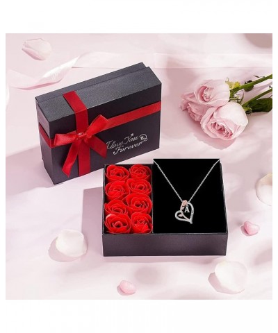 Rose Heart Necklaces for Women, Initial Necklaces for Teen Girls Women Love You Heart Letter Pendant Necklace Jewelry Anniver...