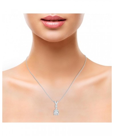 Lab Created Lab Created Moissanite Teardrop Pendant Necklace for Women in 925 Silver / 14K Solid Gold 10x8MM Sterling Silver ...