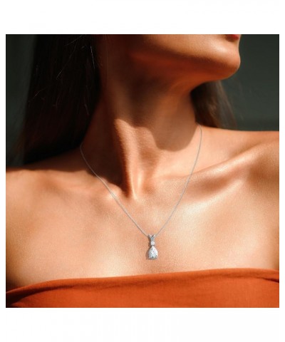 Lab Created Lab Created Moissanite Teardrop Pendant Necklace for Women in 925 Silver / 14K Solid Gold 10x8MM Sterling Silver ...