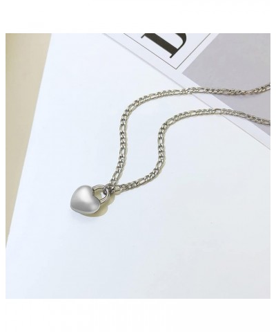 Lock Necklace Stainless Steel Lover Heart Padlock Chain Necklace Collar Choker for Men Women Silver Heart $10.02 Necklaces