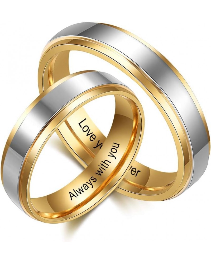 Personalized Matching Heart Promise Rings His & Hers Engagement Anniversary Couples Rings Set Gold-1 $12.25 Rings