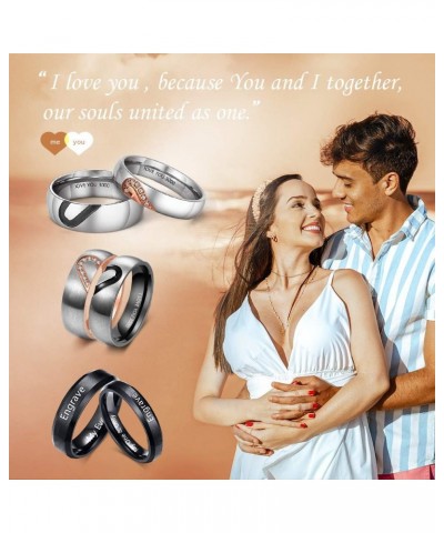 Personalized Matching Heart Promise Rings His & Hers Engagement Anniversary Couples Rings Set Gold-1 $12.25 Rings