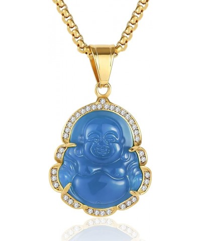 P.BLAKE Laughing Buddha Buddah Necklaces For Women Men,Ice Out Buddha Pendant For Men Women with Stainless Steel Gold Chain 2...