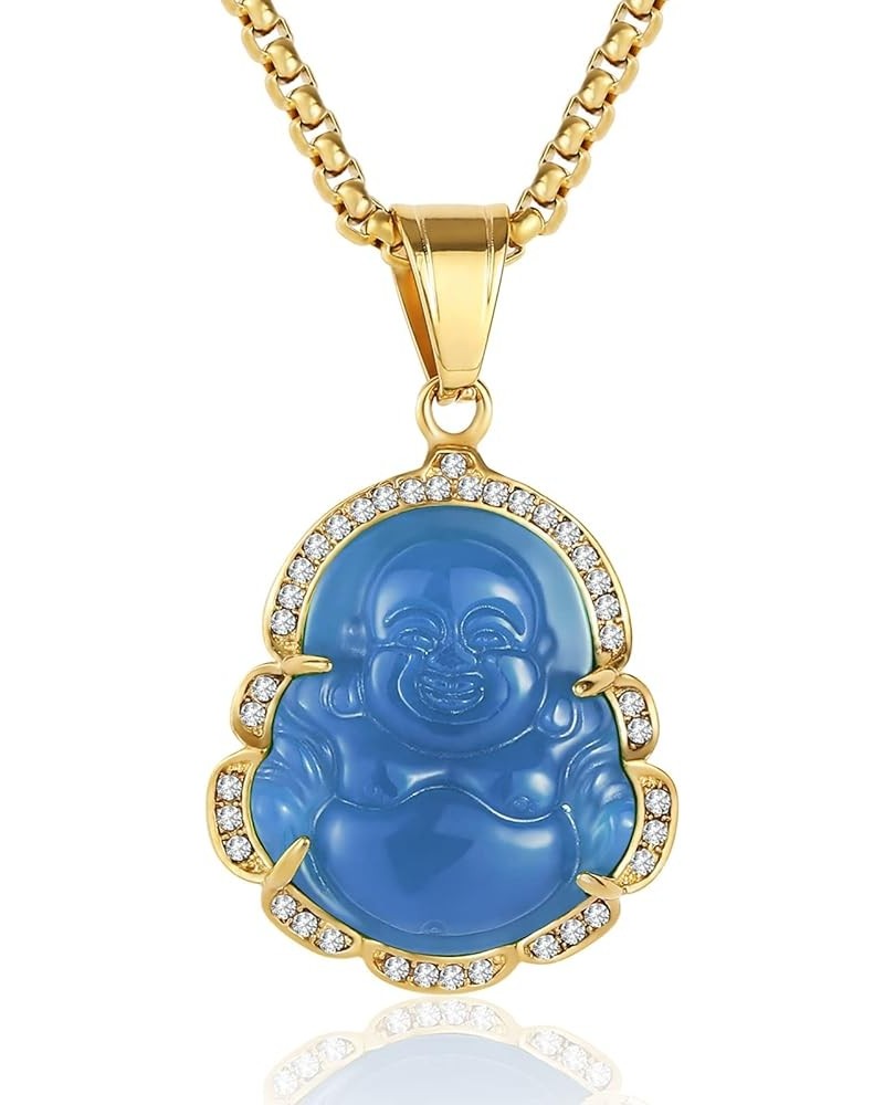 P.BLAKE Laughing Buddha Buddah Necklaces For Women Men,Ice Out Buddha Pendant For Men Women with Stainless Steel Gold Chain 2...