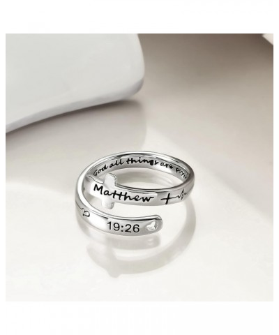 Faith Hope Love Cross Rings Sterling Silver Faith Adjustable Wrap Rings for Women Teens Inspirational Jewelry Gifts 2-With Go...