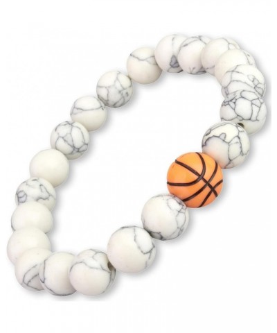 Women's Stretch Bead Bracelets, Soccer, Basketball, Baseball Charm Sport Charms Basketball White $12.51 Bracelets