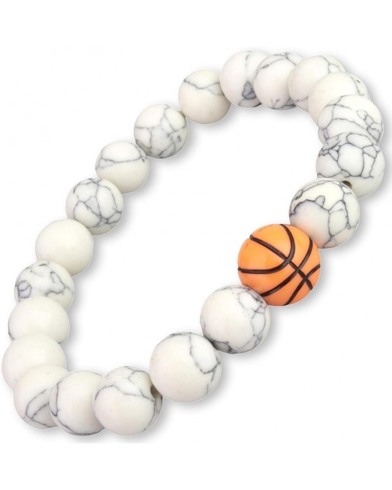 Women's Stretch Bead Bracelets, Soccer, Basketball, Baseball Charm Sport Charms Basketball White $12.51 Bracelets