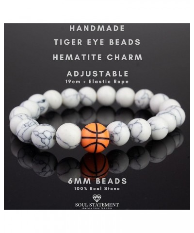 Women's Stretch Bead Bracelets, Soccer, Basketball, Baseball Charm Sport Charms Basketball White $12.51 Bracelets