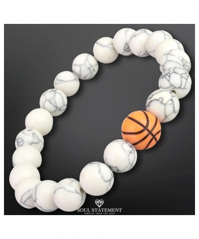 Women's Stretch Bead Bracelets, Soccer, Basketball, Baseball Charm Sport Charms Basketball White $12.51 Bracelets