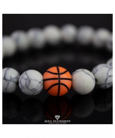 Women's Stretch Bead Bracelets, Soccer, Basketball, Baseball Charm Sport Charms Basketball White $12.51 Bracelets