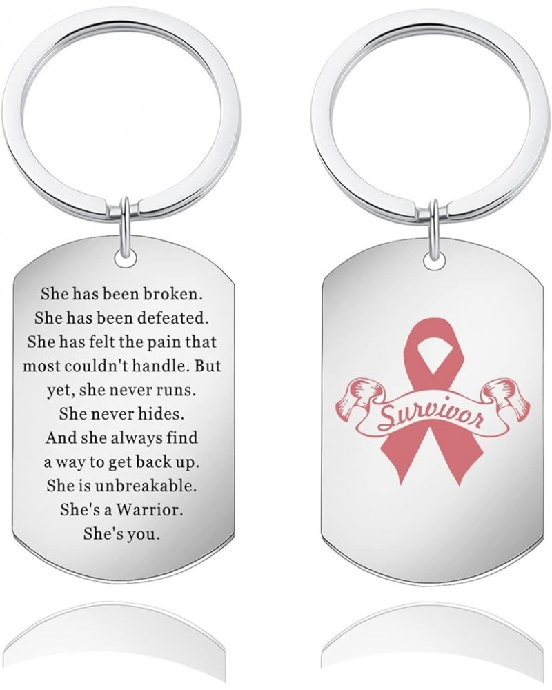 Survivor Gift Awareness Keychain Survivor Jewelry She is Unbreakable She's A Warrior She's You Cancer Fighter Gift Survivor K...