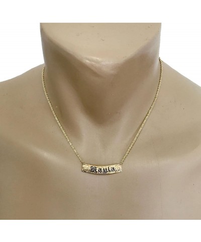 Hawaiian Heirloom Jewelry Custom 14k Gold Horizontal Pendant with Your Name in Black Enamel 18" Total Length 8mm Width $392.5...