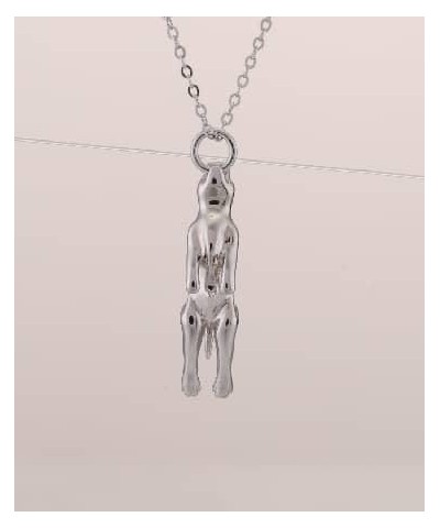 Dangling Dog Cute Breeds Pendant Necklace Pet Lovers Memorial Jewelry on 925 Sterling Silver Adjustable Chain Pitbull Pit Bul...