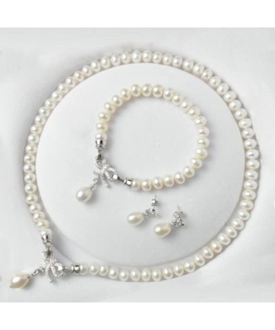 Classic Pearl Jewelry Sets Genuine Natural Freshwater Pearl Jewelry 925 Sterling Silver Earrings Bracelet Necklace for Women ...