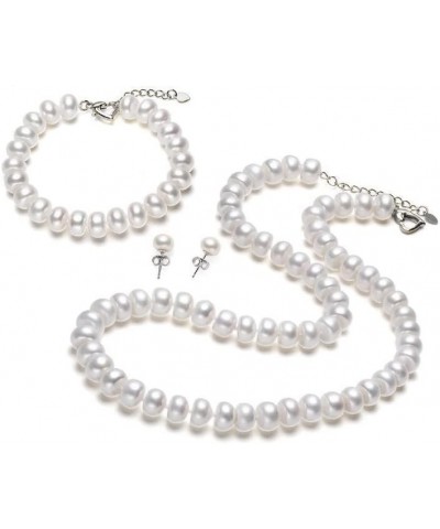 Classic Pearl Jewelry Sets Genuine Natural Freshwater Pearl Jewelry 925 Sterling Silver Earrings Bracelet Necklace for Women ...