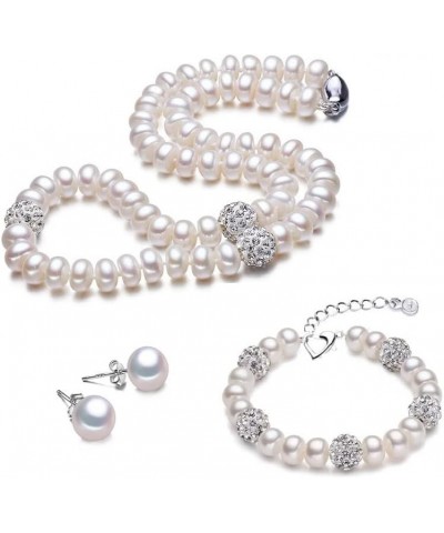 Classic Pearl Jewelry Sets Genuine Natural Freshwater Pearl Jewelry 925 Sterling Silver Earrings Bracelet Necklace for Women ...