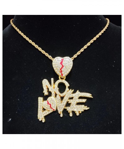 No Love Chain Broken Heart Chain Iced Out Pendant, Iced Out Pendants for Men and Women, Iced Out Chain, Hip Hop No Love Penda...