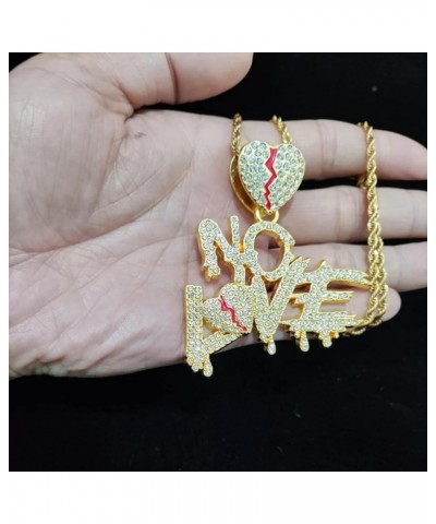 No Love Chain Broken Heart Chain Iced Out Pendant, Iced Out Pendants for Men and Women, Iced Out Chain, Hip Hop No Love Penda...