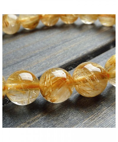 Natural Yellow Gold Rutilated Quartz Crystal Round Bead Bracelet 9mm AAAAA $11.87 Bracelets