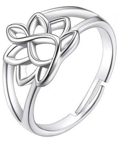 925 Sterling Silver Wave Ring/Sideways Cross/Teardrop/Heart Shaped/Sunflower Adjustable Open Ring (with Gift Box) h. lotus ri...