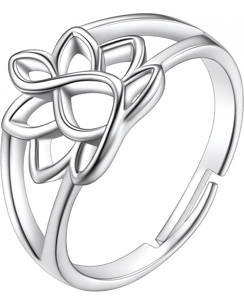 925 Sterling Silver Wave Ring/Sideways Cross/Teardrop/Heart Shaped/Sunflower Adjustable Open Ring (with Gift Box) h. lotus ri...