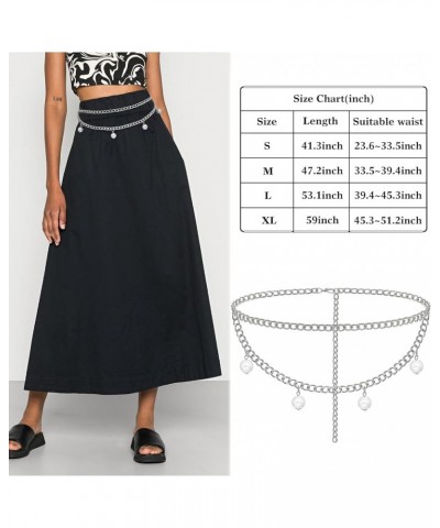 MultiLayer Metal Waist Chain Belly Waist Chain Punk Body Chain for Women and Girls Silver Pearl XL: 59 in/150 cm $13.43 Body ...