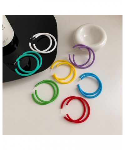 80 90s Big Circle Colorful Candy Color Acrylic Hoop Stud Hoop Earrings for Women Girl Jewelry Gifts Geometric Matte Bright Fl...