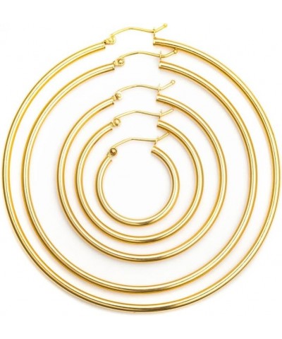 Solid 14K Yellow Gold Latch Back Hoop Earrings for Women 2mm Thick 20-65mm Diameters 40mm Diameter - 2mm Tube $55.20 Earrings