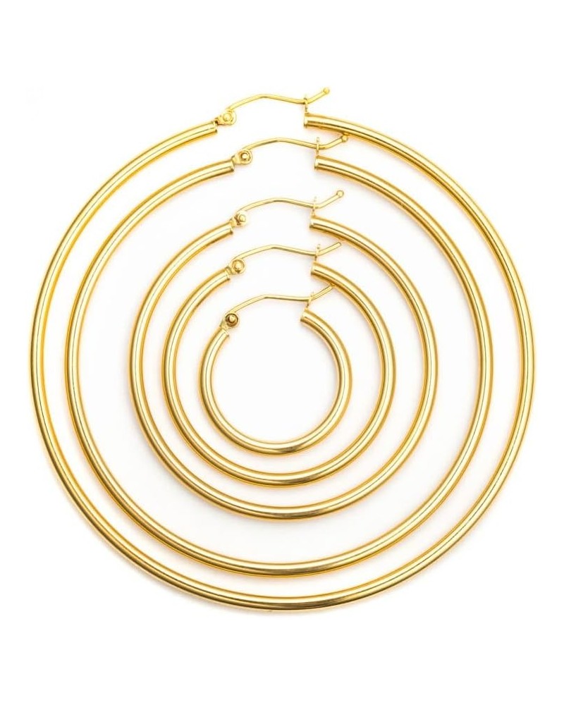 Solid 14K Yellow Gold Latch Back Hoop Earrings for Women 2mm Thick 20-65mm Diameters 40mm Diameter - 2mm Tube $55.20 Earrings