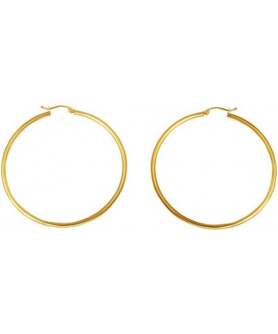 Solid 14K Yellow Gold Latch Back Hoop Earrings for Women 2mm Thick 20-65mm Diameters 40mm Diameter - 2mm Tube $55.20 Earrings