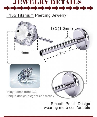 20G 18G 16G F136 Titanium Earrings Studs Threadless Flat Back Lip Rings Labret Jewelry Lobe Earrings Studs Cartilage Medusa P...