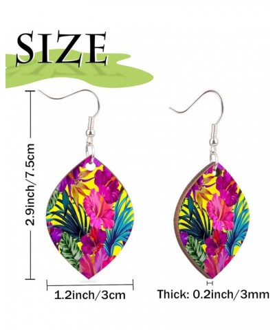 Sports Hand-drawn Basketball Earrings Leaf Dangle Earrings Lightweight Wooden Earrings Jewelry For women Girls Gift Floral Tr...