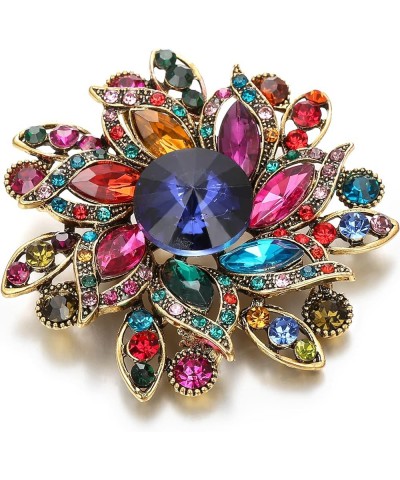 Austrian Crystal Rhinestone Elegant Flower Marquise Brooches for Women Multicolor Antique-Gold-Tone $11.59 Brooches & Pins