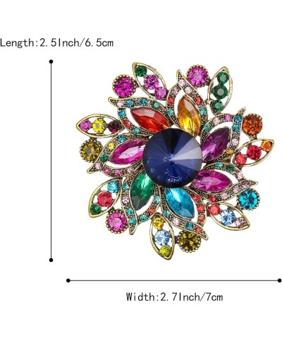 Austrian Crystal Rhinestone Elegant Flower Marquise Brooches for Women Multicolor Antique-Gold-Tone $11.59 Brooches & Pins