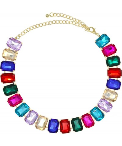 Crystal Rhinestone Choker Collar Necklace For Women Colorful Gemstones Neck Chain Trendy Sparkly Statement Piece Crystal Rhin...