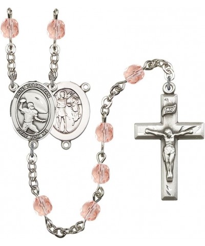 October Birth Month Prayer Bead Rosary with Patron Saint Centerpiece, 19 Inch Saint Sebastian Football $58.84 Necklaces