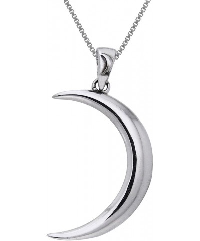 Large Waxing Crescent Moon Sterling SIlver Pendant Necklace 20" Chain $32.44 Necklaces